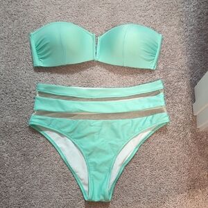 Mint Green Strapless Bikini Set